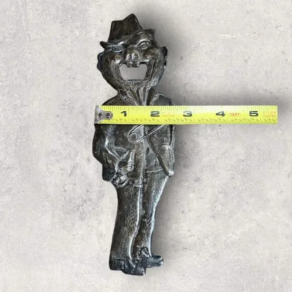 Antique 1930s Brass Tramp Bottle Opener Heavy Solid 8" Barware Double Sided Vntg - Picture 5 of 5